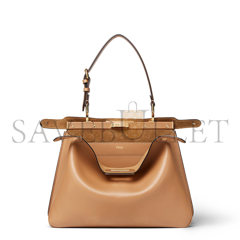 FENDI PEEKABOO SOFT MEDIUM CAPPUCCINO-COLORED LEATHER BAG 8BN353AOVHF19P8 (33*25.5*10cm)